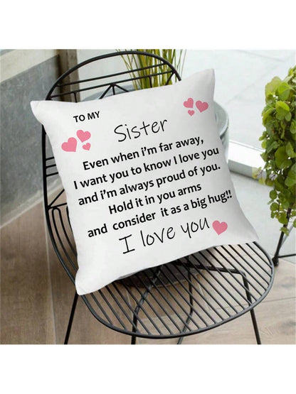 1pc Personalized To My Sister/Brother Pillow With Photo, Custom Pillow With Photo & Text Gift For Best Friends, Double Sided Printed Peach Skin Pillowcase Short Plush Soft Custom, Unique, Personalized