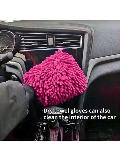 1pc Pink Car Wash Glove Cleaning Brush, Car Detailing Tool That Does Not Damage Paint, Window & Glass Towel Brush, Universal For Most Vehicles