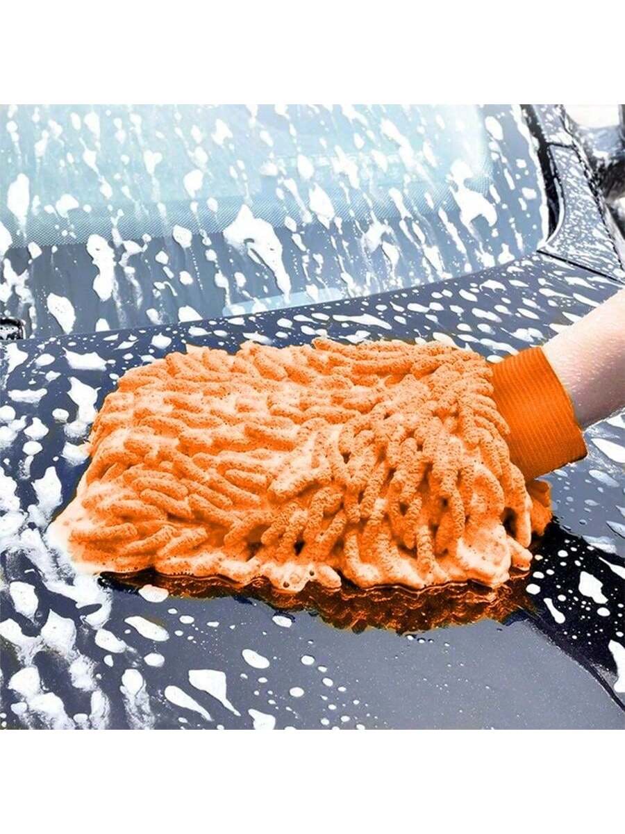 1pc Pink Car Wash Glove Cleaning Brush, Car Detailing Tool That Does Not Damage Paint, Window & Glass Towel Brush, Universal For Most Vehicles