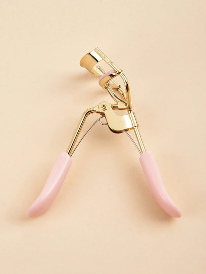 1pc Pink Handle Gold Eyelash Curler, Fits Eye Shape Gently Without Pinching Eyelids, Natural Curl Easy To Use, Eyelash Makeup Tool, Home Essential, Travel Portable, Vanity Table Must-Have