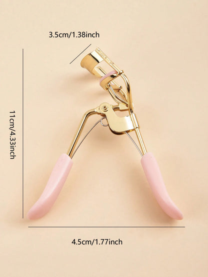 1pc Pink Handle Gold Eyelash Curler, Fits Eye Shape Gently Without Pinching Eyelids, Natural Curl Easy To Use, Eyelash Makeup Tool, Home Essential, Travel Portable, Vanity Table Must-Have
