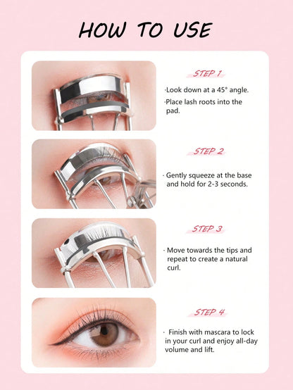1pc Pink Handle Gold Eyelash Curler, Fits Eye Shape Gently Without Pinching Eyelids, Natural Curl Easy To Use, Eyelash Makeup Tool, Home Essential, Travel Portable, Vanity Table Must-Have