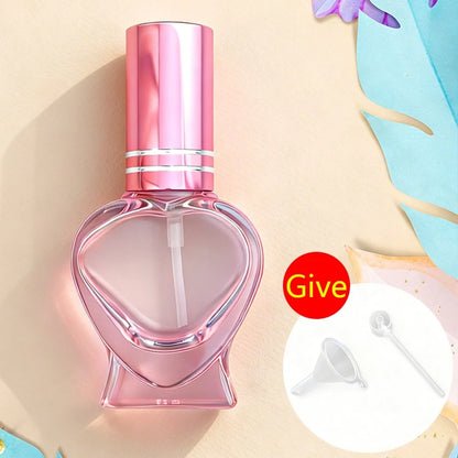 1pc Pink Heart-Shaped Glass Refillable Perfume Spray Bottle (Includes Perfume Dispenser), Suitable For Perfume And Essential Oil Storage, Travel Perfume Bottle, Exquisite Gift, Travel Essential, Porta