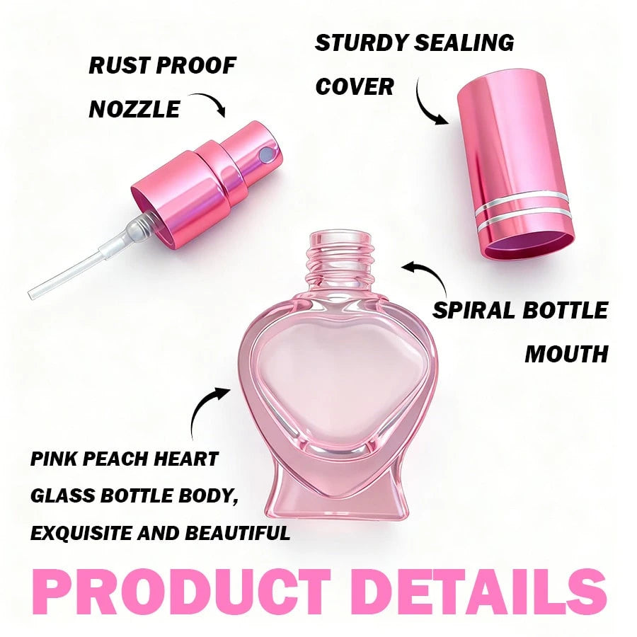 1pc Pink Heart-Shaped Glass Refillable Perfume Spray Bottle (Includes Perfume Dispenser), Suitable For Perfume And Essential Oil Storage, Travel Perfume Bottle, Exquisite Gift, Travel Essential, Porta