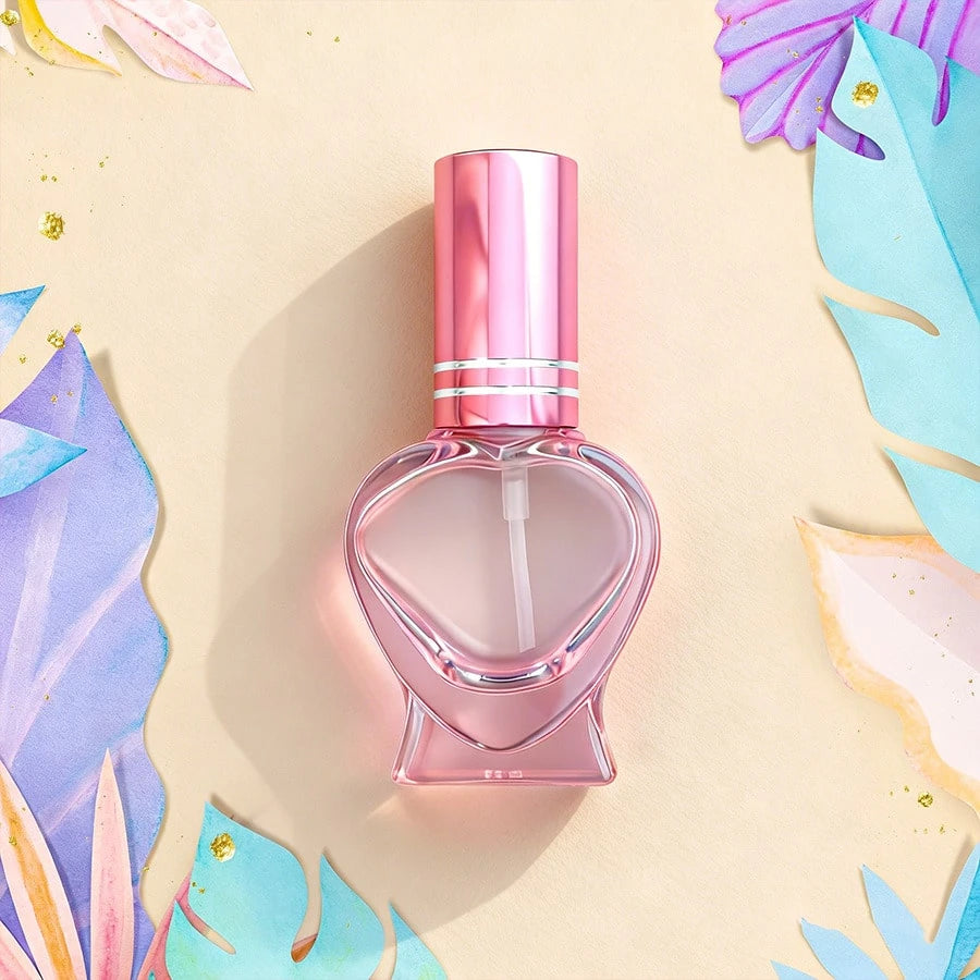 1pc Pink Heart-Shaped Glass Refillable Perfume Spray Bottle (Includes Perfume Dispenser), Suitable For Perfume And Essential Oil Storage, Travel Perfume Bottle, Exquisite Gift, Travel Essential, Porta