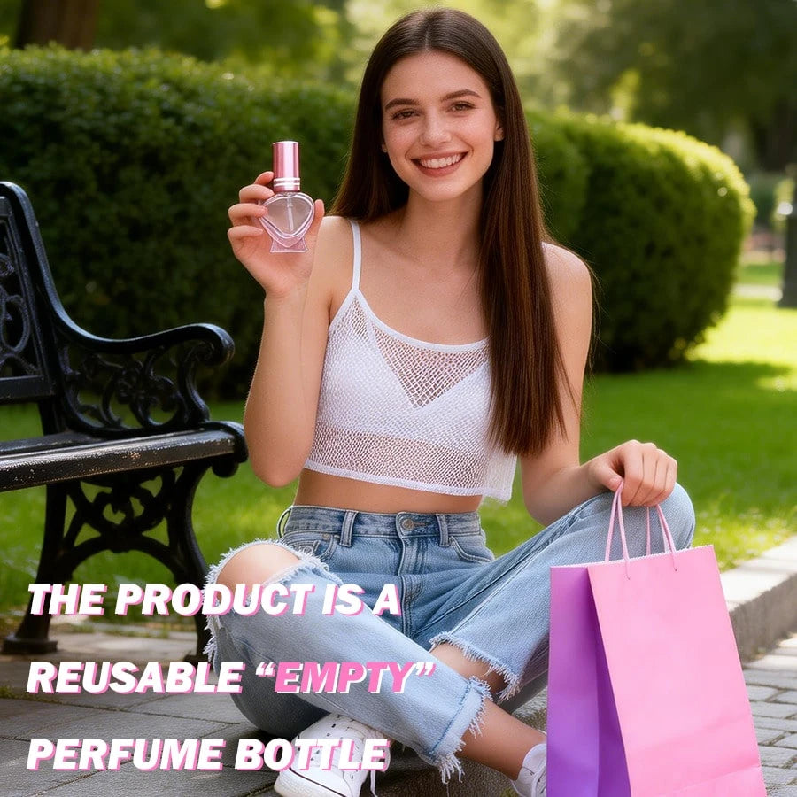 1pc Pink Heart-Shaped Glass Refillable Perfume Spray Bottle (Includes Perfume Dispenser), Suitable For Perfume And Essential Oil Storage, Travel Perfume Bottle, Exquisite Gift, Travel Essential, Porta
