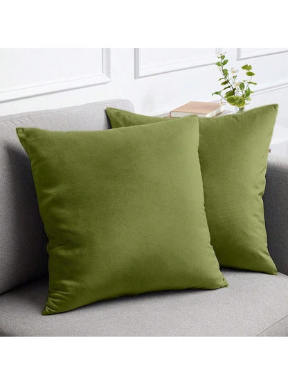 1pc Plain Cushion Cover Without Filler, Plush Square Pillowcase For Sofa, Home Decor