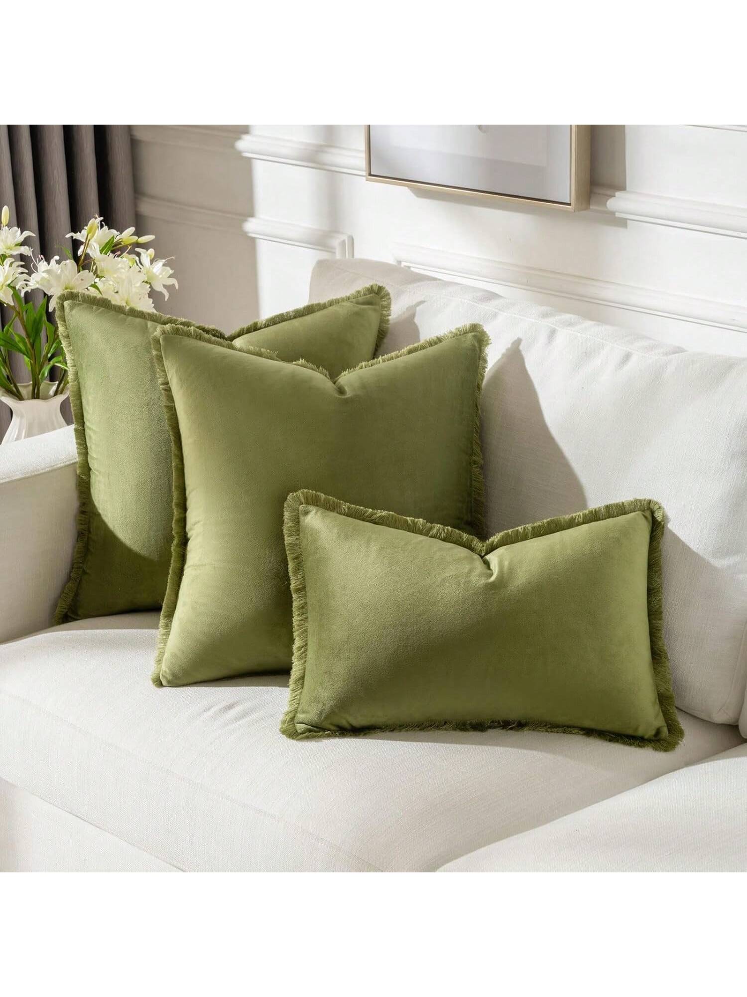 1pc Plain Cushion Cover Without Filler, With Tassel Velvet Pillowcase For Sofa, Home Decoration