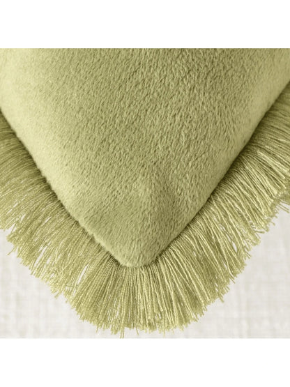 1pc Plain Cushion Cover Without Filler, With Tassel Velvet Pillowcase For Sofa, Home Decoration