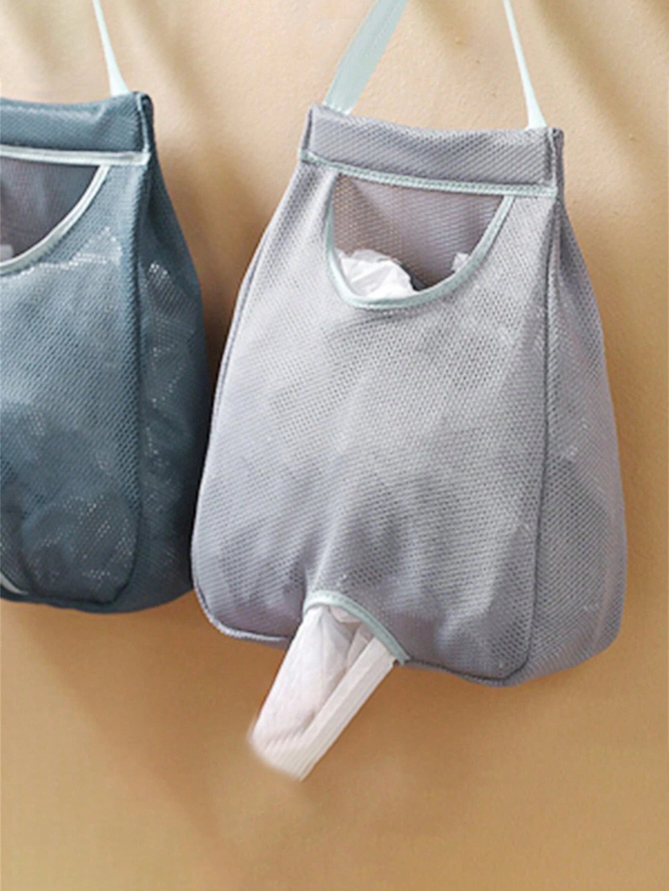 1pc Plastic Bag Organizer, Wall-Mounted Plastic Bag Holder, Mesh Storage Bag, Plastic Bag Dispenser, Kitchen Accessory