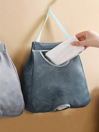 1pc Plastic Bag Organizer, Wall-Mounted Plastic Bag Holder, Mesh Storage Bag, Plastic Bag Dispenser, Kitchen Accessory
