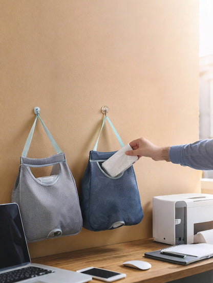 1pc Plastic Bag Organizer, Wall-Mounted Plastic Bag Holder, Mesh Storage Bag, Plastic Bag Dispenser, Kitchen Accessory