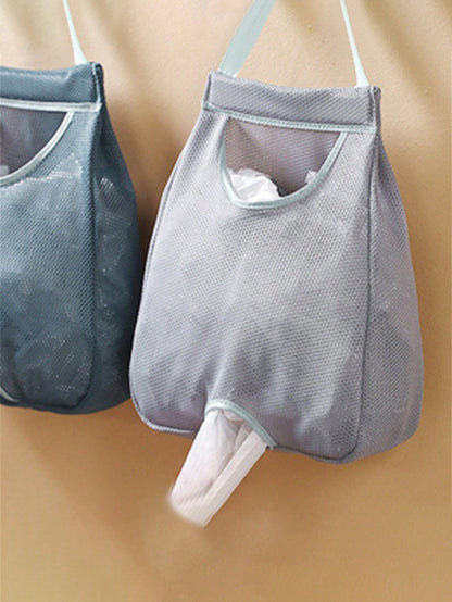 1pc Plastic Bag Organizer, Wall-Mounted Plastic Bag Holder, Mesh Storage Bag, Plastic Bag Dispenser, Kitchen Accessory