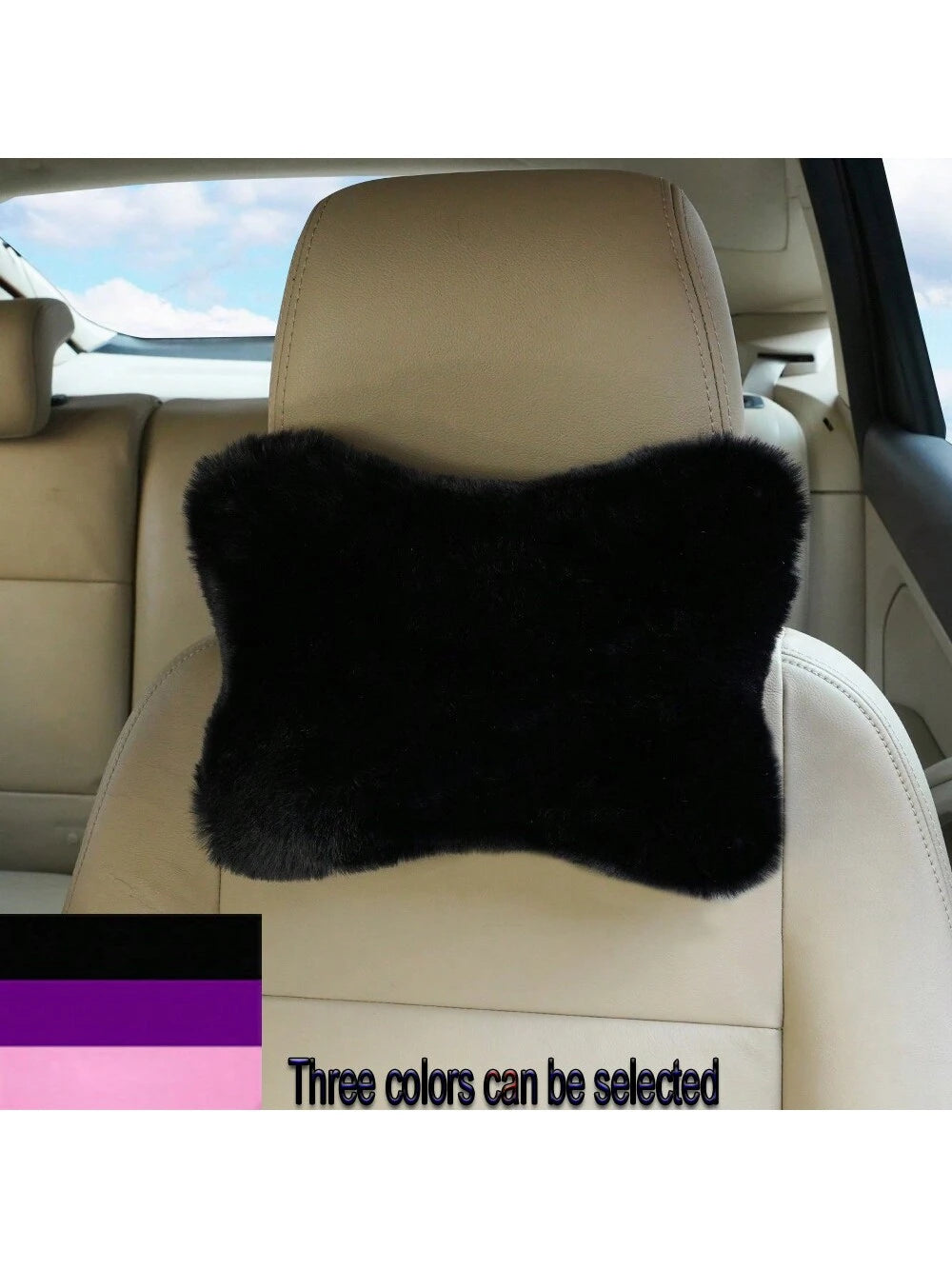 1pc Plush Car Headrest Neck Pillow Seat Cushion For Car Interior Decor,Car Pilow