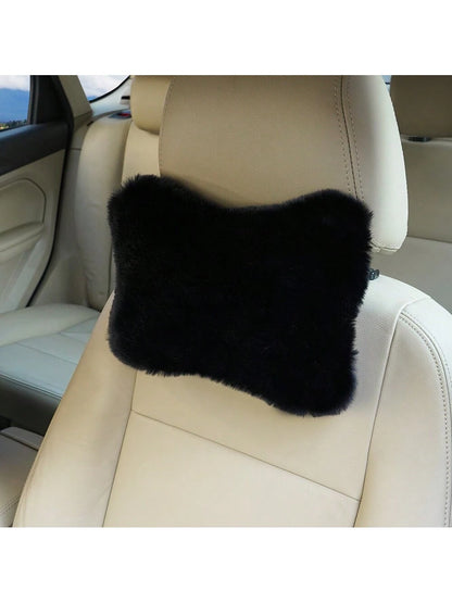 1pc Plush Car Headrest Neck Pillow Seat Cushion For Car Interior Decor,Car Pilow