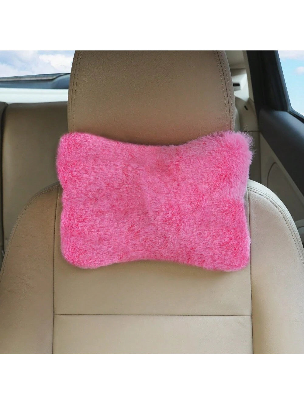 1pc Plush Car Headrest Neck Pillow Seat Cushion For Car Interior Decor,Car Pilow