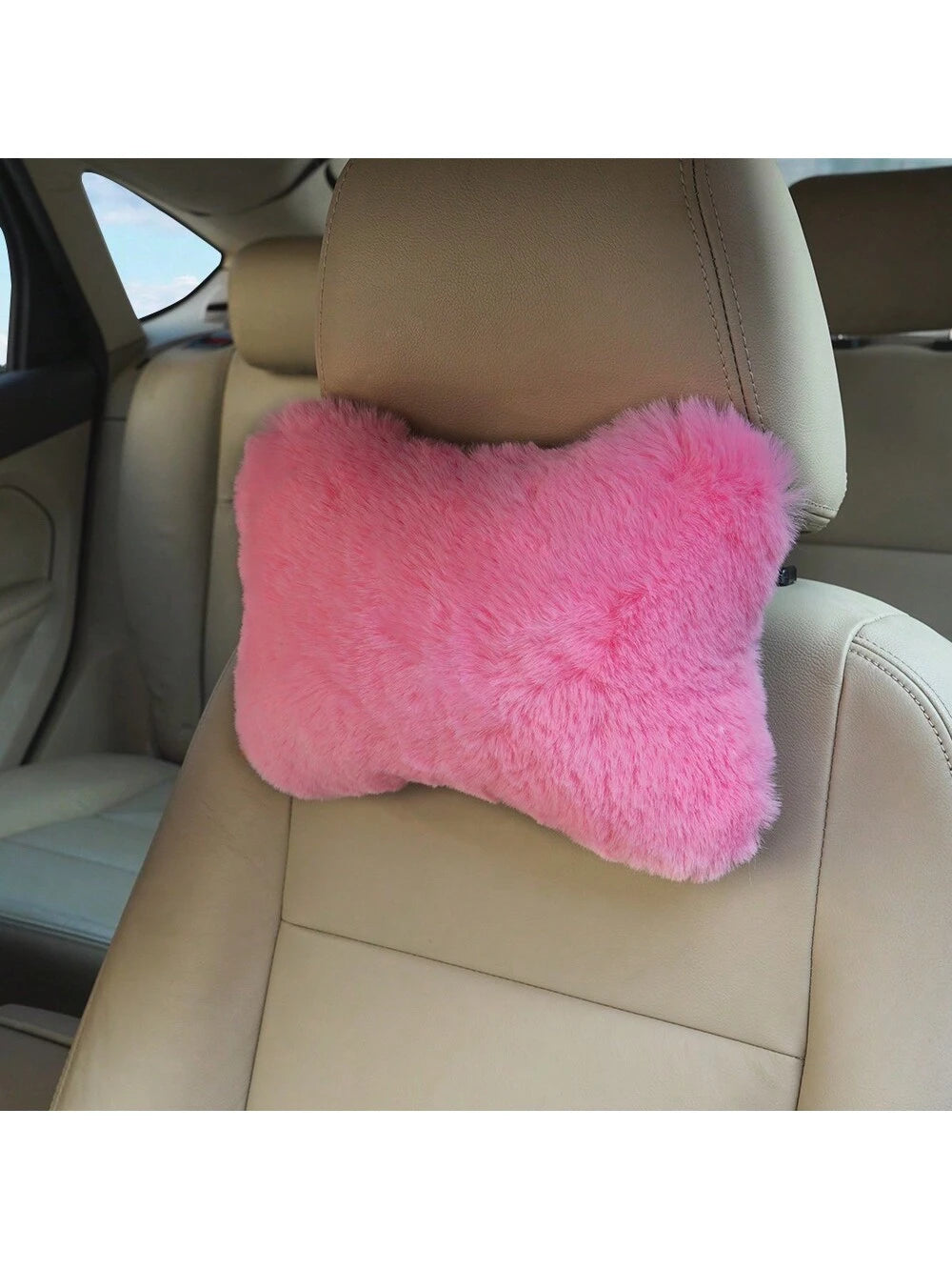 1pc Plush Car Headrest Neck Pillow Seat Cushion For Car Interior Decor,Car Pilow