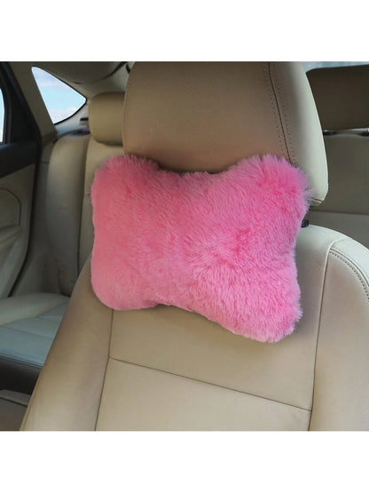 1pc Plush Car Headrest Neck Pillow Seat Cushion For Car Interior Decor,Car Pilow