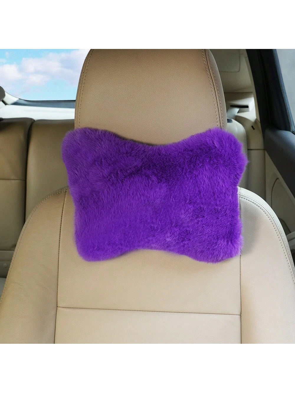 1pc Plush Car Headrest Neck Pillow Seat Cushion For Car Interior Decor,Car Pilow