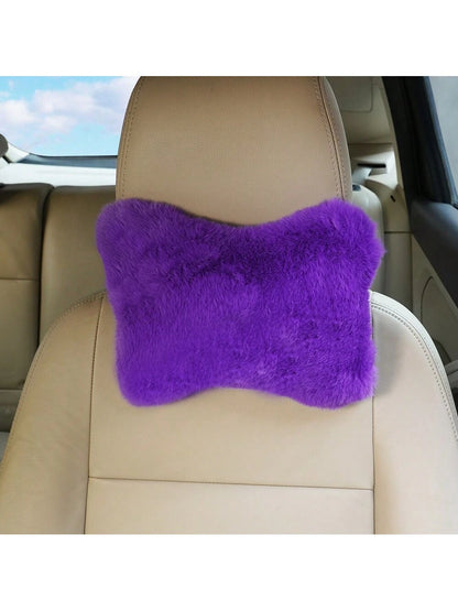 1pc Plush Car Headrest Neck Pillow Seat Cushion For Car Interior Decor,Car Pilow