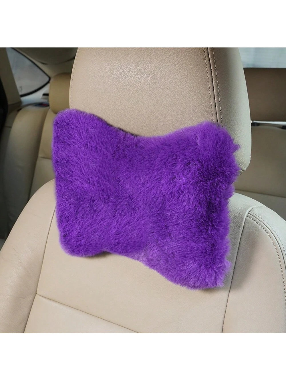 1pc Plush Car Headrest Neck Pillow Seat Cushion For Car Interior Decor,Car Pilow