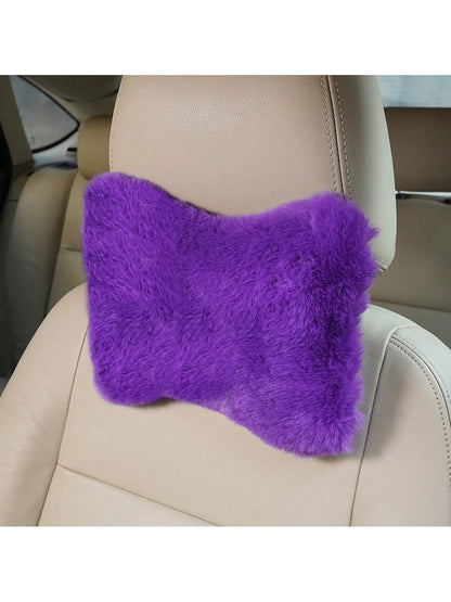 1pc Plush Car Headrest Neck Pillow Seat Cushion For Car Interior Decor,Car Pilow