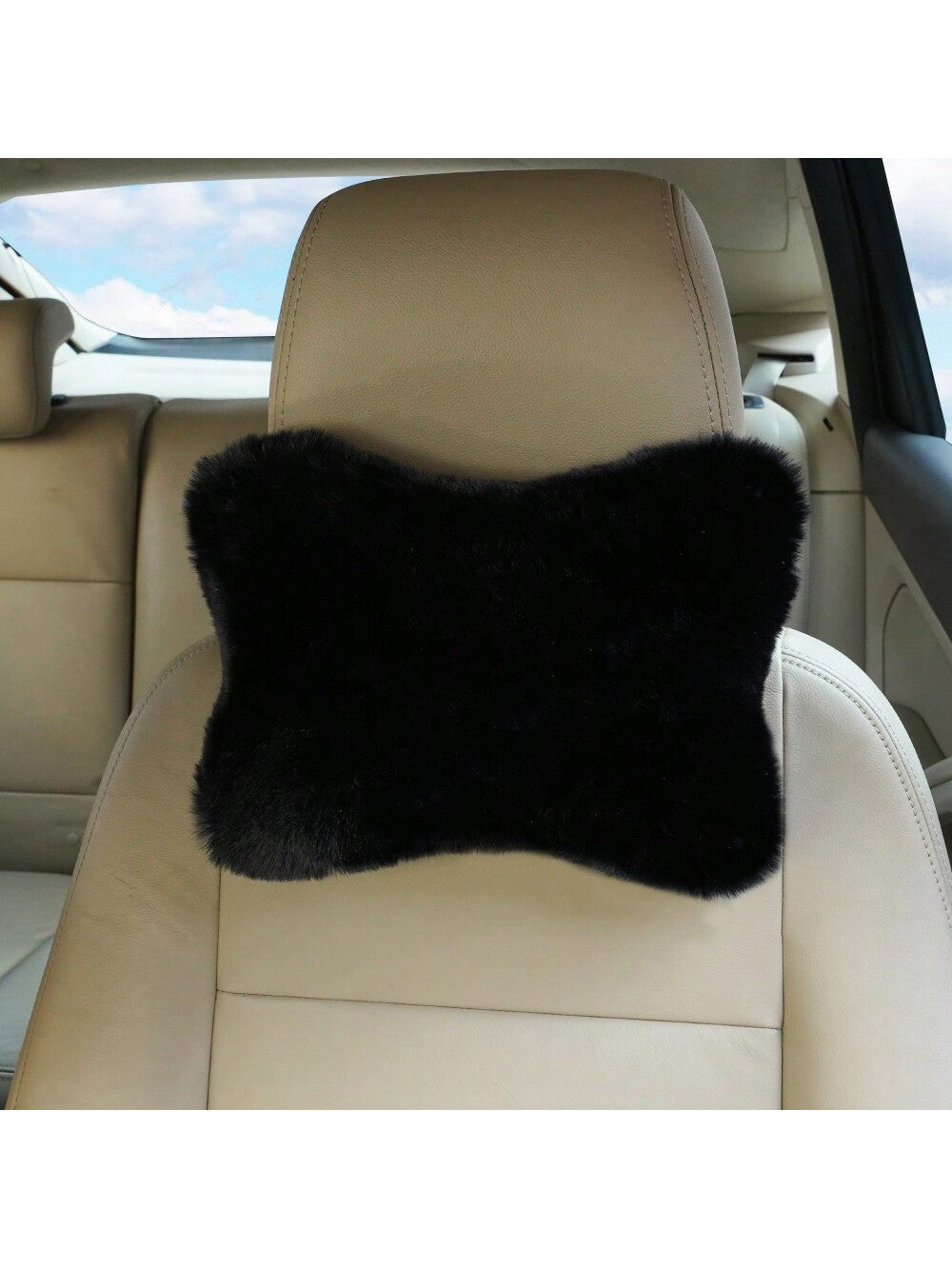 1pc Plush Car Headrest Neck Pillow Seat Cushion For Car Interior Decor,Car Pilow
