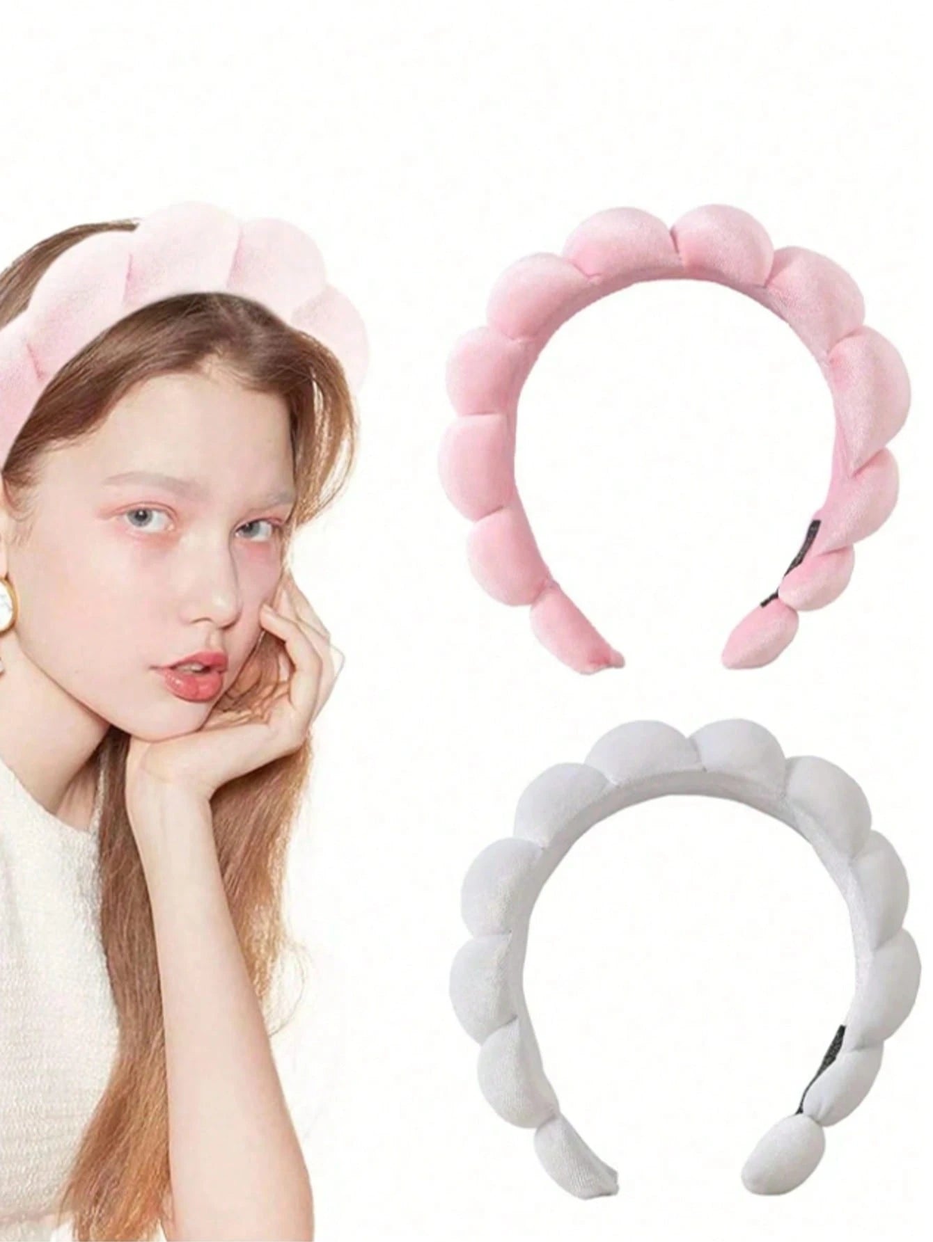 1pc Plush Sponge Cloud Print Headband, High-End Hairband Wash Face Towel Headwear For Summer, Hairband Headband For Women, Hair Accessories, Hair Hoop,Animal Print Head Accessories