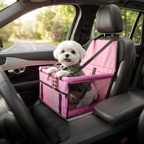 1pc Portable Car Pet Carrier Bag, Foldable, Super Breathable, Waterproof, Stain-Resistant Pet Bed, Suitable For Small To Medium Cats And Dogs