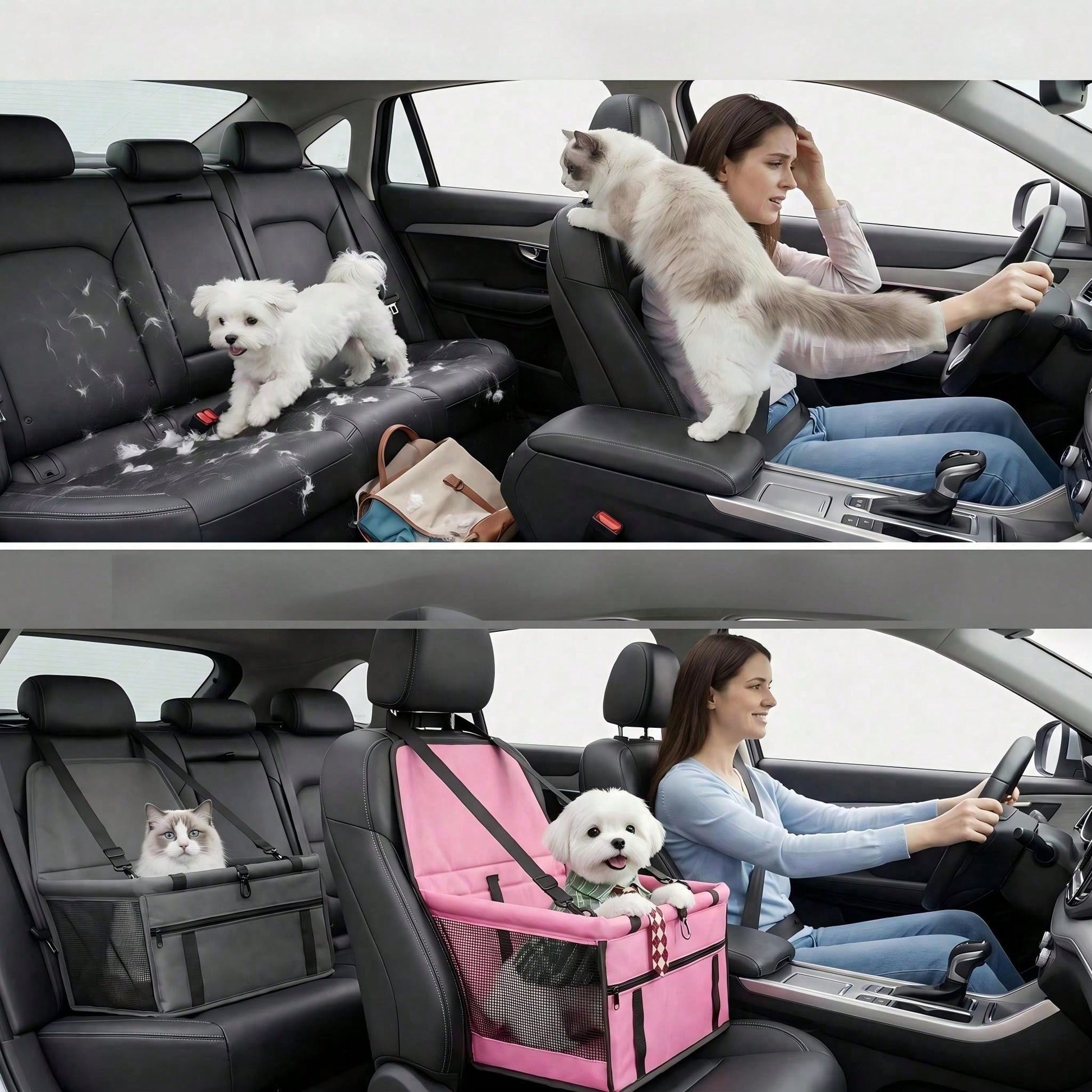 1pc Portable Car Pet Carrier Bag, Foldable, Super Breathable, Waterproof, Stain-Resistant Pet Bed, Suitable For Small To Medium Cats And Dogs