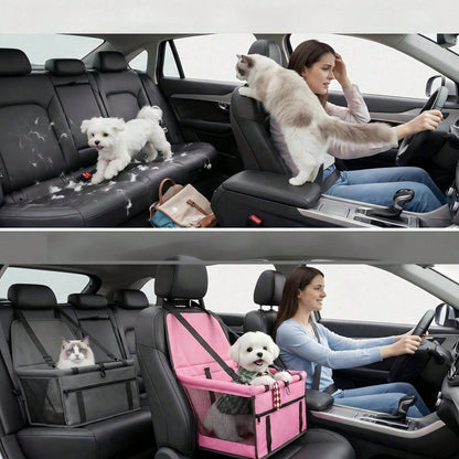 1pc Portable Car Pet Carrier Bag, Foldable, Super Breathable, Waterproof, Stain-Resistant Pet Bed, Suitable For Small To Medium Cats And Dogs