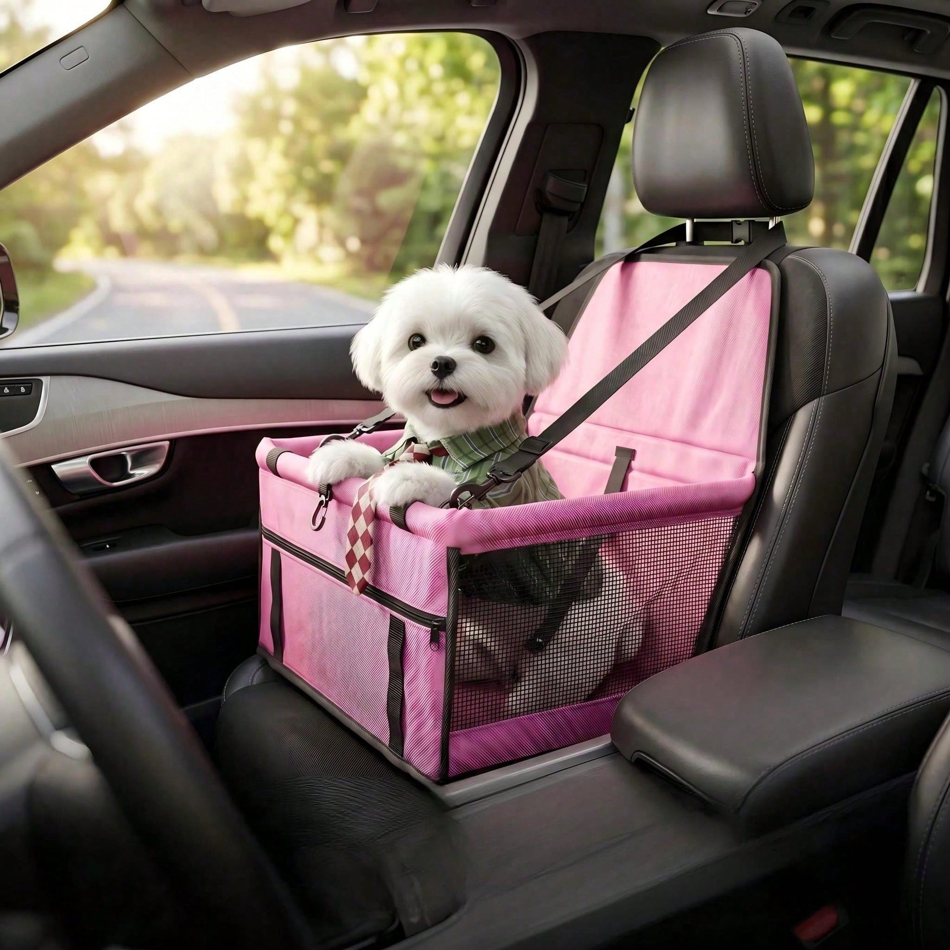 1pc Portable Car Pet Carrier Bag, Foldable, Super Breathable, Waterproof, Stain-Resistant Pet Bed, Suitable For Small To Medium Cats And Dogs