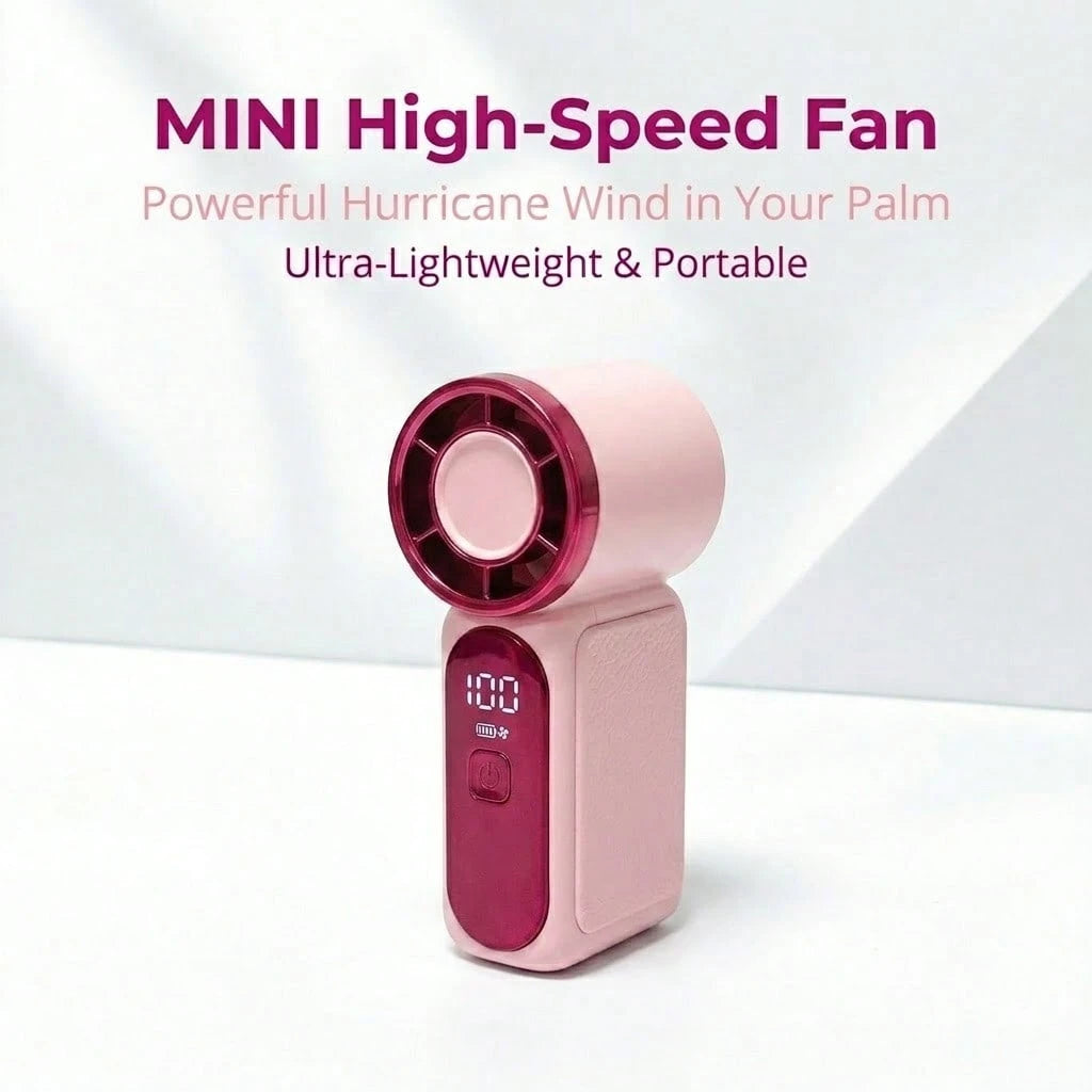 1pc Portable Handheld Mini Fan, 6-Speed USB Rechargeable Personal Cooling Fan With LED Display & Lanyard For Travel, Beach, Outdoor And Vacation