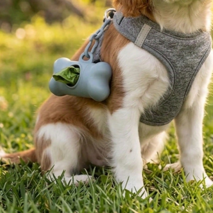 1pc Portable Matte Dog Poop Bag Dispenser, Cute Bone-Shaped Pet Waste Bag Storage Box, Cat Litter Trash Bag Holder, Outdoor Puppy Cleanup Bag Organizer With Hook Clip, Can Be Attached To Leash, Dog Su