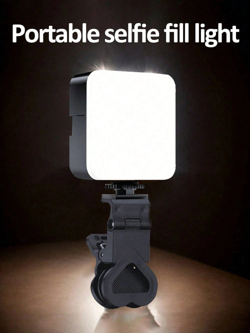 1pc Portable Mini Clip-On Fill Light, Selfie Ring Light LED Light Portable LED Video Light Dimmable, Camera & Camcorder Vlogging For Photo Selfie Video Recording Zoom Meeting,Interviews, Live Streamin