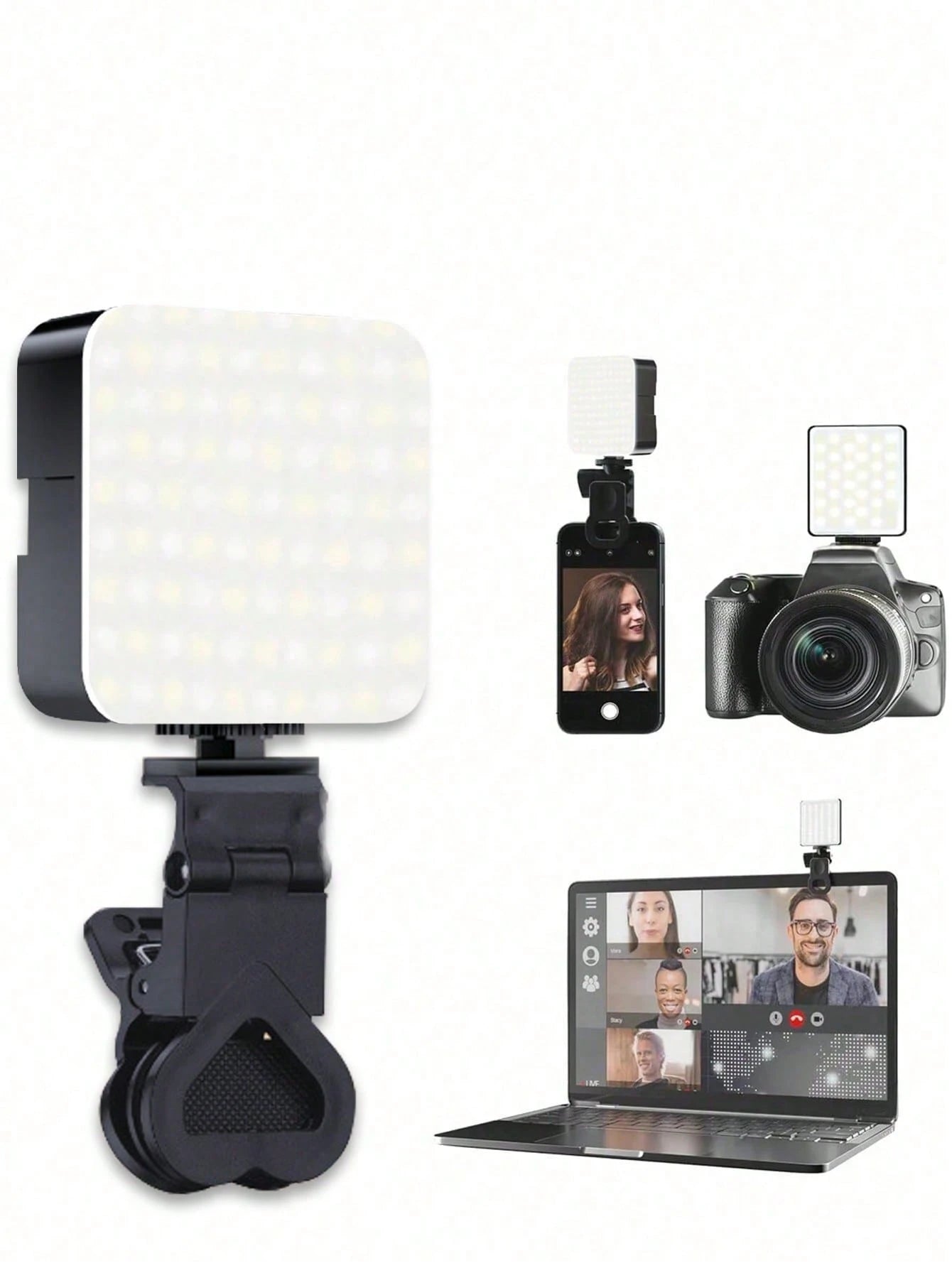 1pc Portable Mini Clip-On Fill Light, Selfie Ring Light LED Light Portable LED Video Light Dimmable, Camera & Camcorder Vlogging For Photo Selfie Video Recording Zoom Meeting,Interviews, Live Streamin