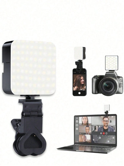 1pc Portable Mini Clip-On Fill Light, Selfie Ring Light LED Light Portable LED Video Light Dimmable, Camera & Camcorder Vlogging For Photo Selfie Video Recording Zoom Meeting,Interviews, Live Streamin