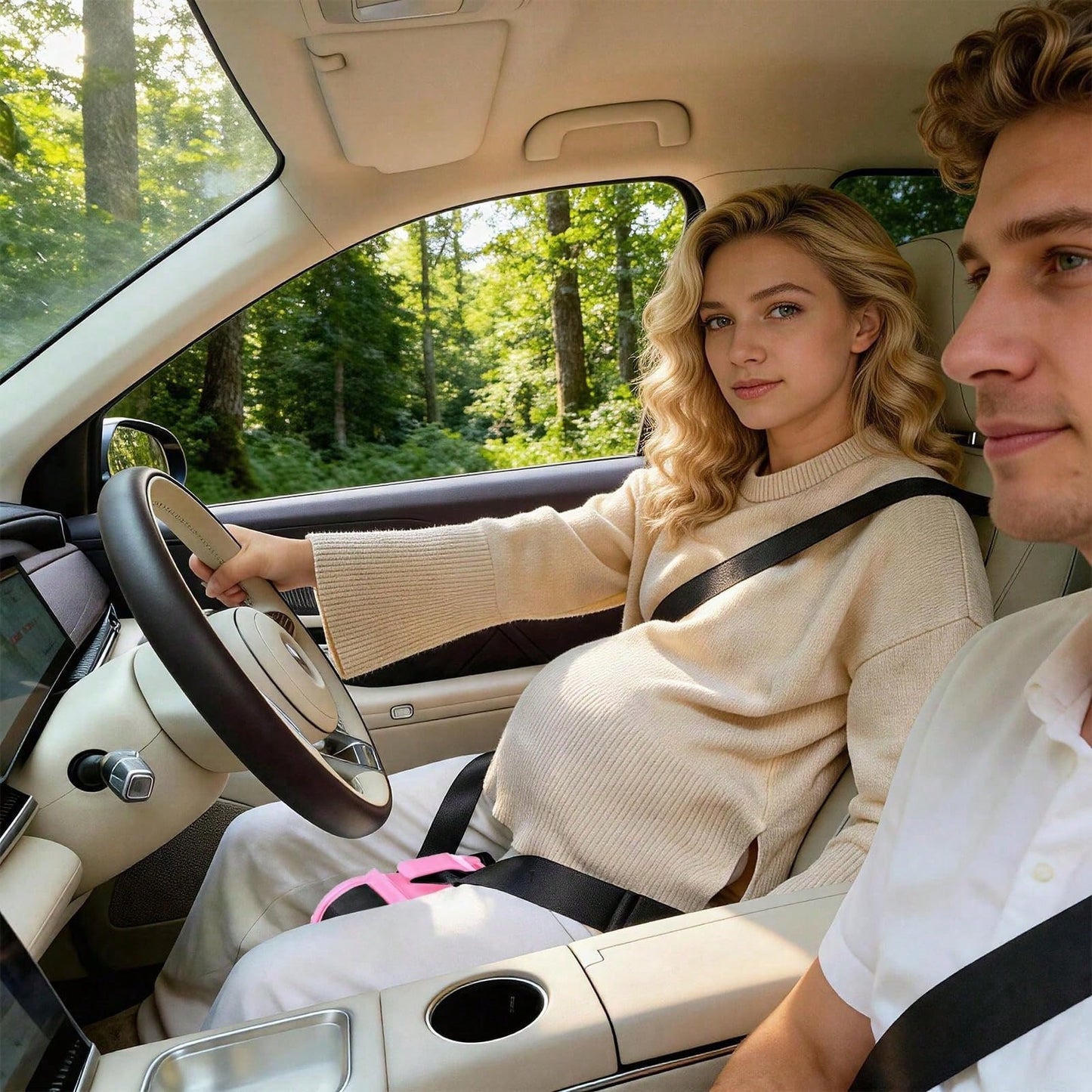 1PC Pregnancy Seat Belt Adjuster For Pregnant Women, Universal Maternity Car Seatbelt Positioner With Soft Padded Cushion, Adjustable Belly Comfort Strap For Driving, Fits Most Cars, SUVs And Trucks