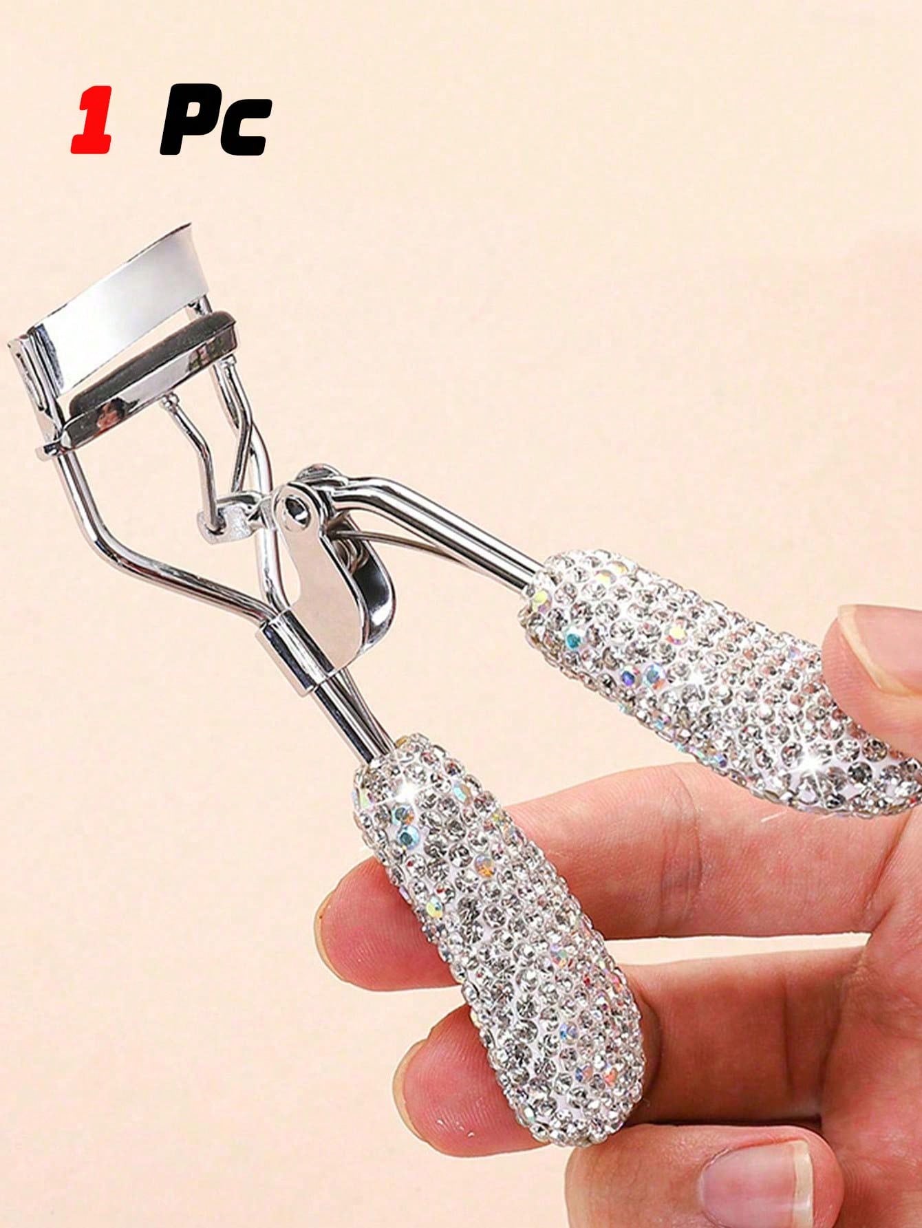 1pc Premium Rhinestone Decorated Ceramic Eyelash Curler With Rubber Grip, Portable,Makeup,Cheap,Room Decor,Vanity,Travel,Bedroom,Makeup Accessories,Eyelash Curler,Cheap,Stocking Stuffers,Makeup,Makeup