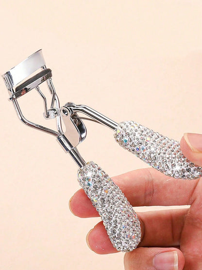 1pc Premium Rhinestone Decorated Ceramic Eyelash Curler With Rubber Grip, Portable,Makeup,Cheap,Room Decor,Vanity,Travel,Bedroom,Makeup Accessories,Eyelash Curler,Cheap,Stocking Stuffers,Makeup,Makeup
