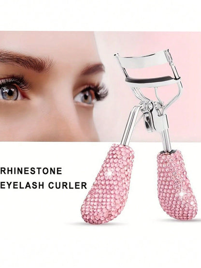 1pc Premium Rhinestone Decorated Ceramic Eyelash Curler With Rubber Grip, Portable,Makeup,Cheap,Room Decor,Vanity,Travel,Bedroom,Makeup Accessories,Eyelash Curler,Cheap,Stocking Stuffers,Makeup,Makeup