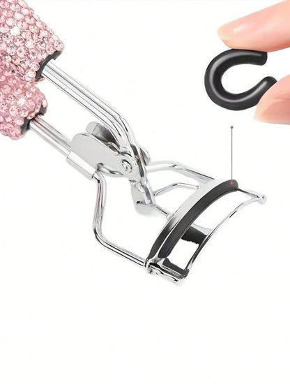 1pc Premium Rhinestone Decorated Ceramic Eyelash Curler With Rubber Grip, Portable,Makeup,Cheap,Room Decor,Vanity,Travel,Bedroom,Makeup Accessories,Eyelash Curler,Cheap,Stocking Stuffers,Makeup,Makeup
