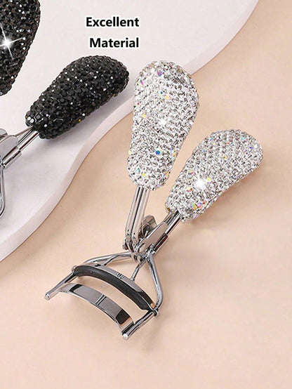 1pc Premium Rhinestone Decorated Ceramic Eyelash Curler With Rubber Grip, Portable,Makeup,Cheap,Room Decor,Vanity,Travel,Bedroom,Makeup Accessories,Eyelash Curler,Cheap,Stocking Stuffers,Makeup,Makeup