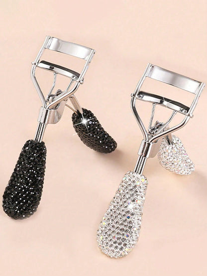 1pc Premium Rhinestone Decorated Ceramic Eyelash Curler With Rubber Grip, Portable,Makeup,Cheap,Room Decor,Vanity,Travel,Bedroom,Makeup Accessories,Eyelash Curler,Cheap,Stocking Stuffers,Makeup,Makeup