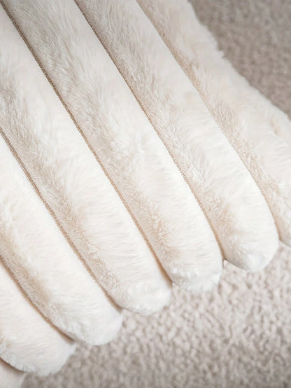 1pc Pure White Striped Luxury Rabbit Plush Pillow Cover, Creative Home Textile Decorative Throw Pillow Case. Exquisite, Breathable, Soft And Comfortable, Suitable For Wedding, Birthday Party, Sofa, Ch