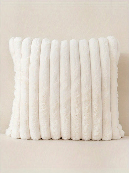 1pc Pure White Striped Luxury Rabbit Plush Pillow Cover, Creative Home Textile Decorative Throw Pillow Case. Exquisite, Breathable, Soft And Comfortable, Suitable For Wedding, Birthday Party, Sofa, Ch