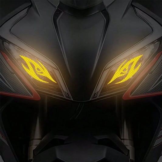 1pc Reflective Cool-Looking Motorcycle Sticker, Self-Adhesive Cartoon Pattern Sticker, Used For Motorcycle Headlights, Fuel Tank, Front Air Intake Cover, Back Of Helmet, Night Driving Safety Warning