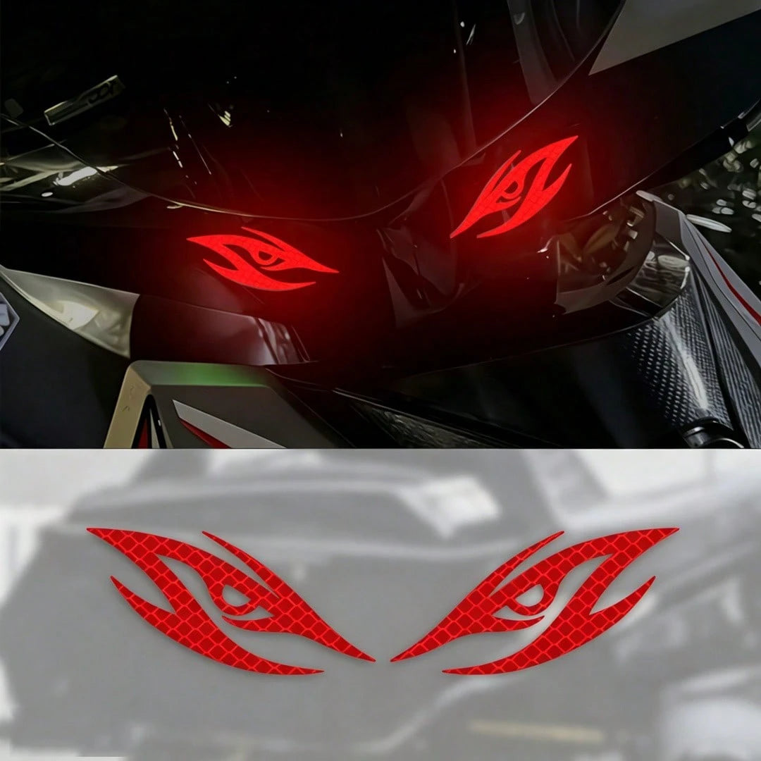 1pc Reflective Cool-Looking Motorcycle Sticker, Self-Adhesive Cartoon Pattern Sticker, Used For Motorcycle Headlights, Fuel Tank, Front Air Intake Cover, Back Of Helmet, Night Driving Safety Warning