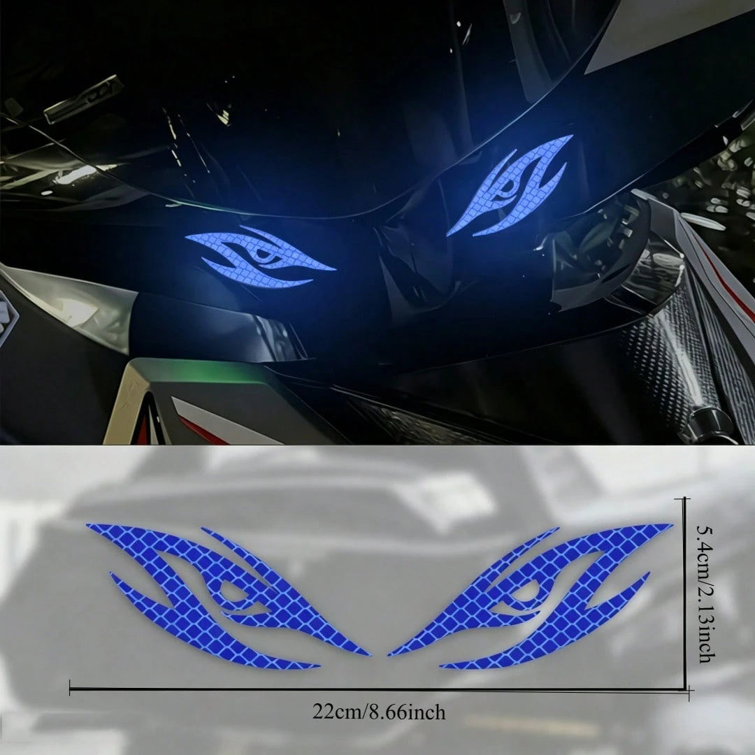 1pc Reflective Cool-Looking Motorcycle Sticker, Self-Adhesive Cartoon Pattern Sticker, Used For Motorcycle Headlights, Fuel Tank, Front Air Intake Cover, Back Of Helmet, Night Driving Safety Warning