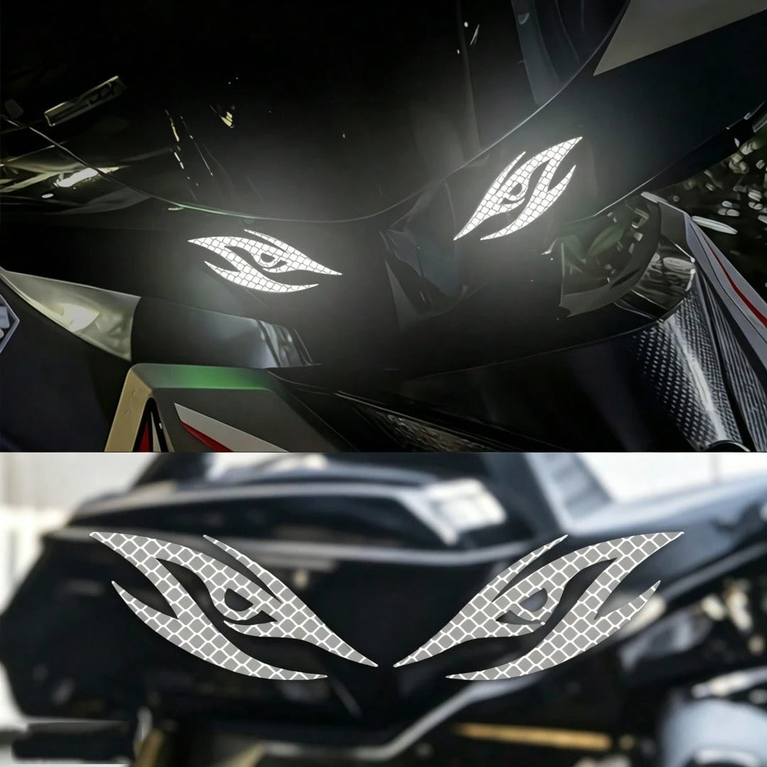 1pc Reflective Cool-Looking Motorcycle Sticker, Self-Adhesive Cartoon Pattern Sticker, Used For Motorcycle Headlights, Fuel Tank, Front Air Intake Cover, Back Of Helmet, Night Driving Safety Warning